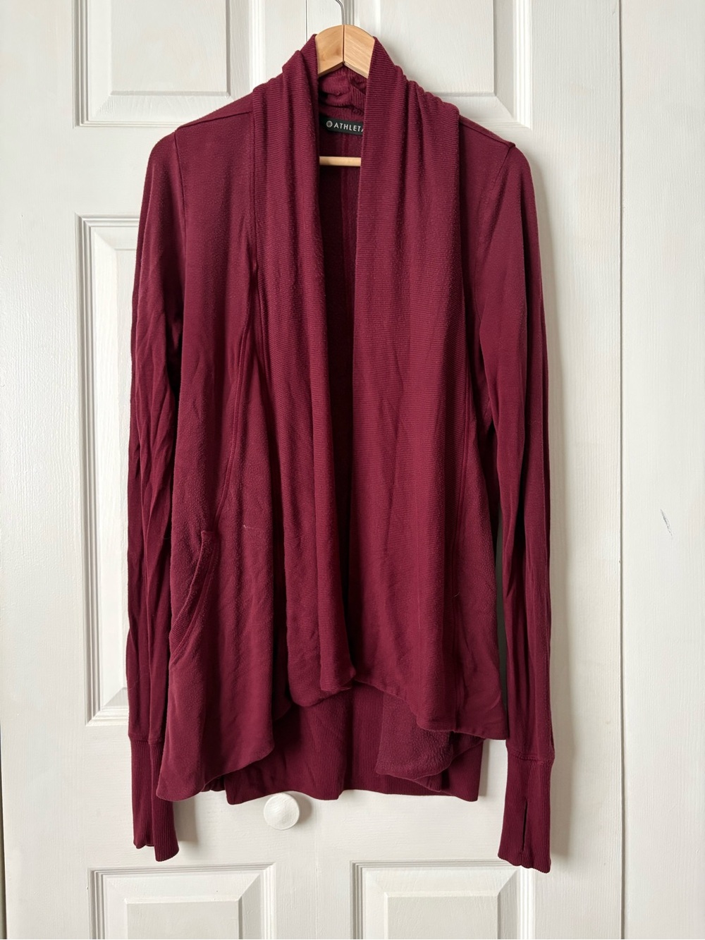 Athleta Open-Front Draped Cardigan Sweater - Wine/Burgundy